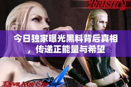 今日独家曝光黑料背后真相，传递正能量与希望