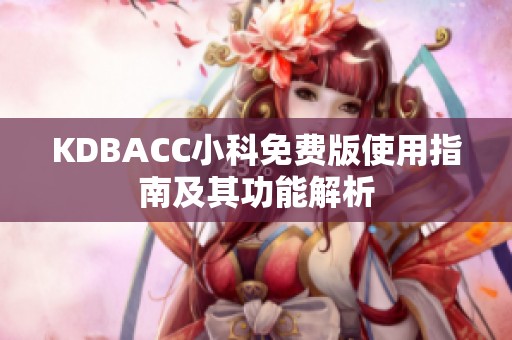 KDBACC小科免费版使用指南及其功能解析
