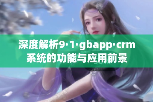 深度解析9·1·gbapp·crm系统的功能与应用前景